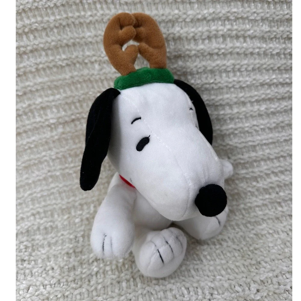 Hallmark Snoopy Plush Reindeer Antlers Christmas Peanuts Stuffed Animal Toy 8 in